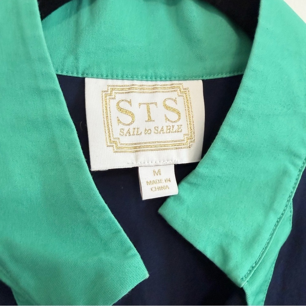 Sail to Sable Color Block Navy Green Shift Dress Size Medium - Picture 4 of 9